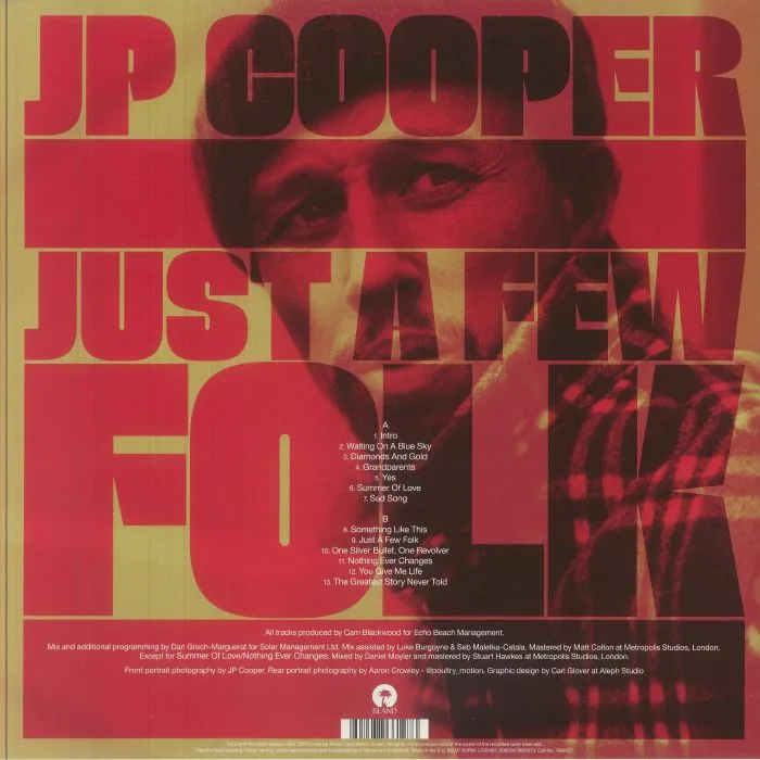 Back cover — JP COOPER — Just A Few Folk
