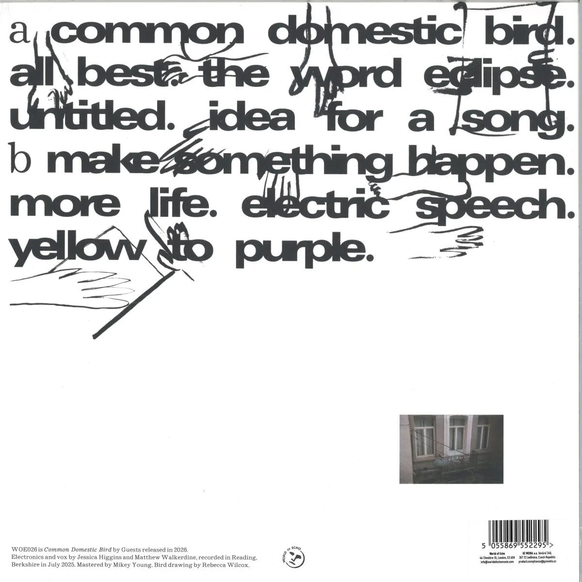 Back cover — Guests — Common Domestic Bird LP