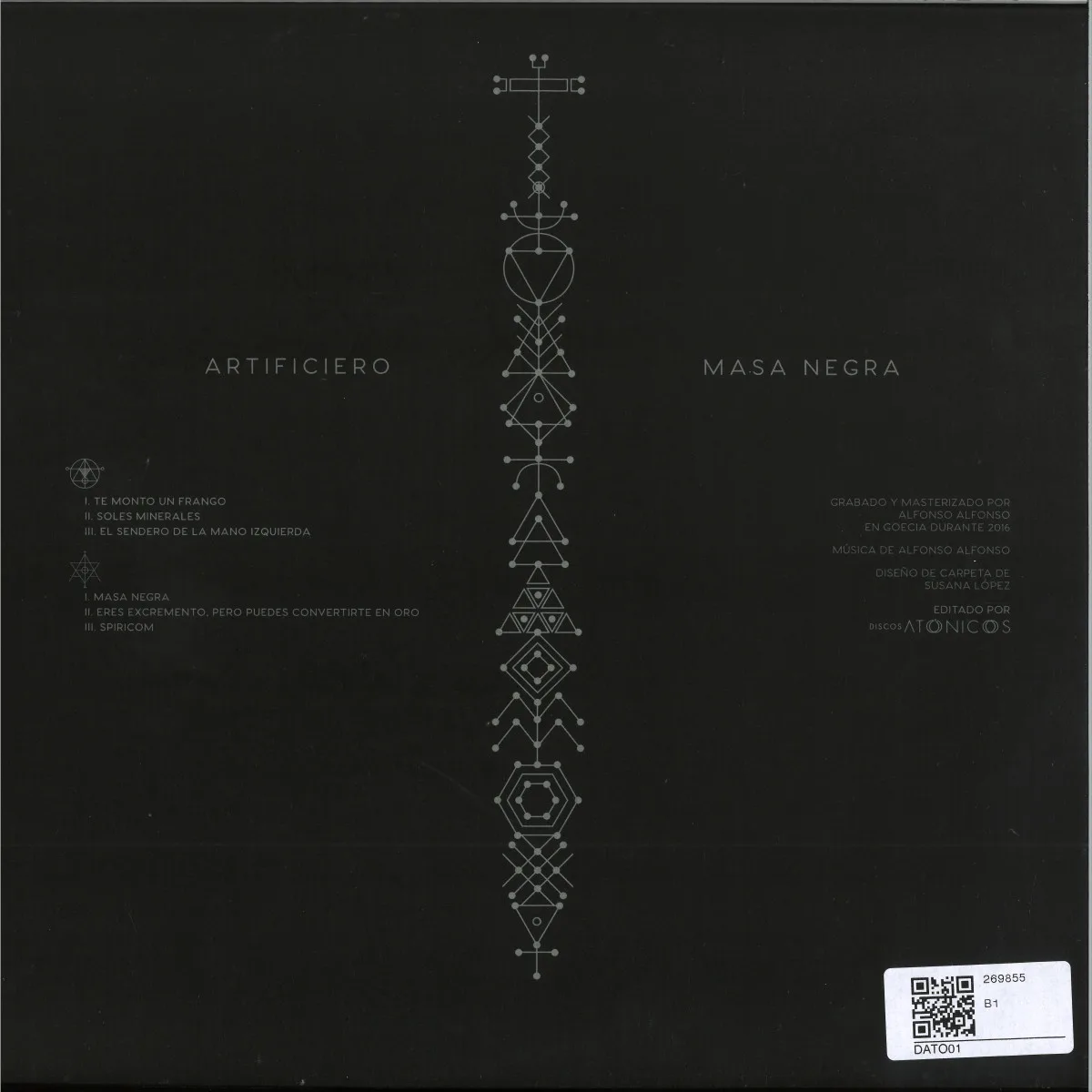 Back cover — Artificiero — Masa Negra