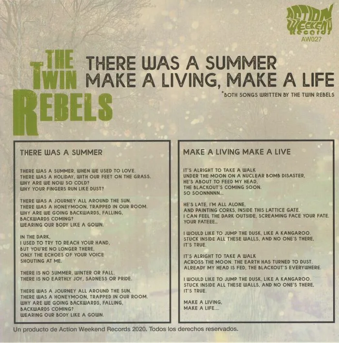 Back cover — The TWIN REBELS — There Was A Summer