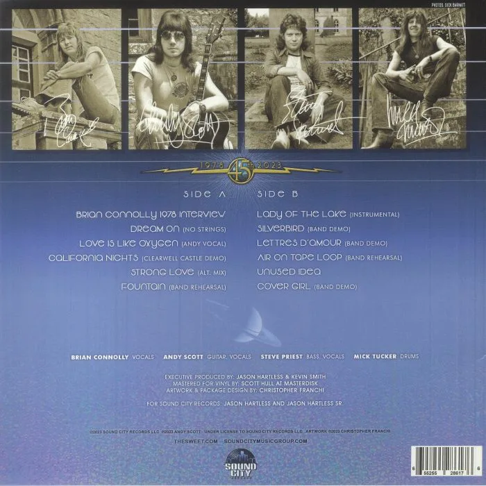 Back cover — SWEET — Level Headed: Alternate Mixes & Demos (Record Store Day RSD Black Friday 2023)