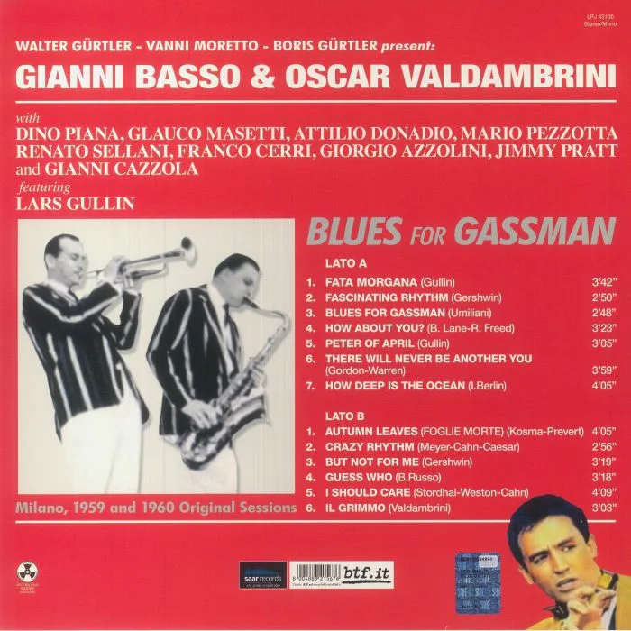 Back cover — BASSO VALDAMBRINI — Blues For Gassman (Record Store Day RSD 2023)