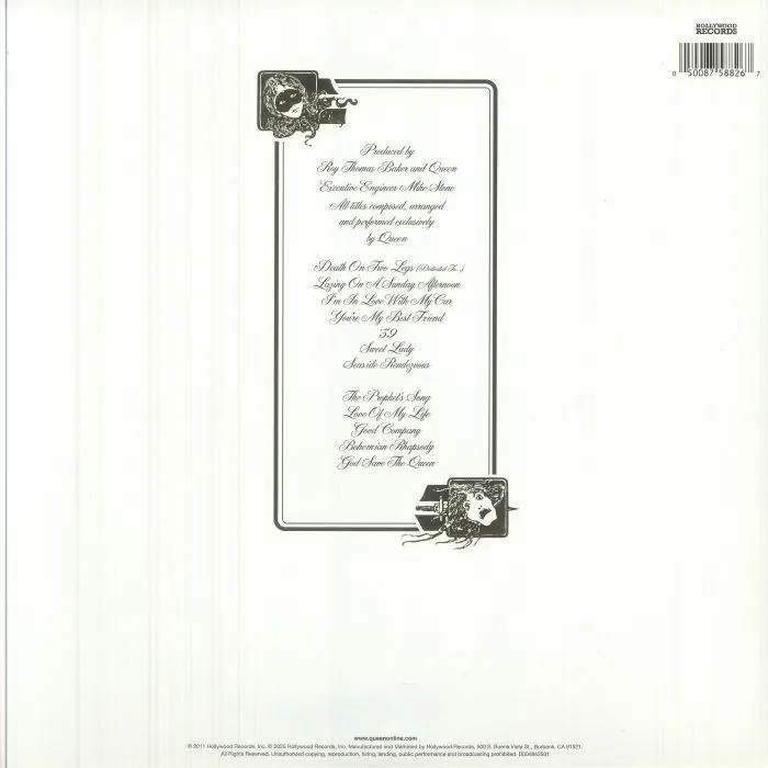 Back cover — QUEEN — A Night At The Opera (50th Anniversary Edition) (half speed remastered)