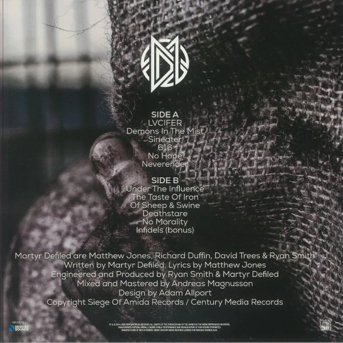 Обратная сторона обложки — MARTYR DEFILED — No Hope No Morality (reissue)