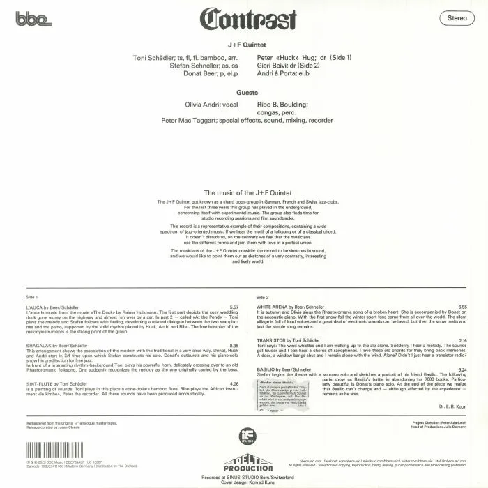 Обратная сторона обложки — J&F QUINTET — Contrast