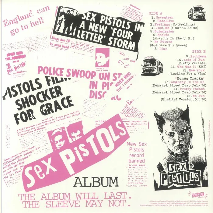 Back cover — SEX PISTOLS — Spunk: The Demos 1976-1977 (reissue)