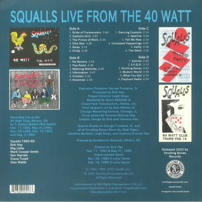 Back cover — SQUALLS — Live From The 40 Watt