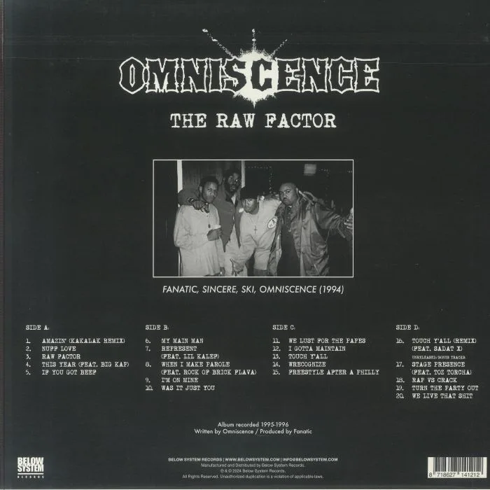 Back cover — OMNISCENCE — The Raw Factor