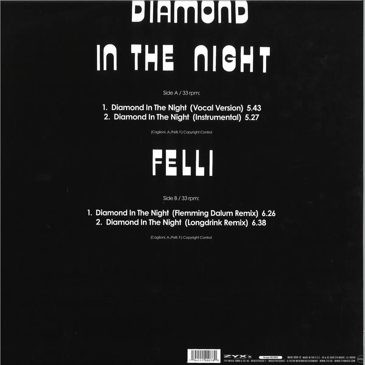 Обратная сторона обложки — Felli — Diamond In The Night