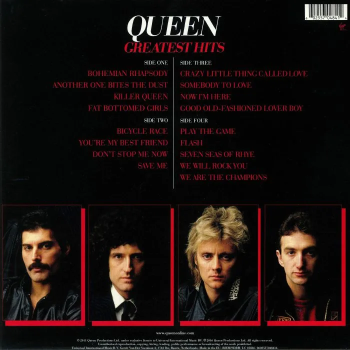 Back cover — QUEEN — Greatest Hits (half speed remastered)