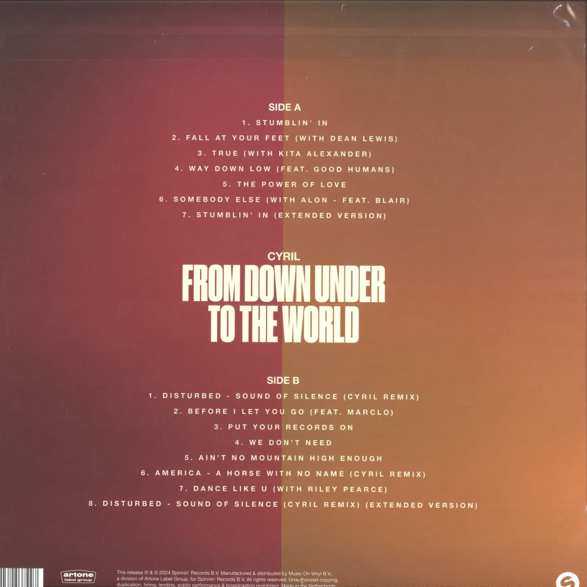 Обратная сторона обложки — Cyril — From Down Under - To the World