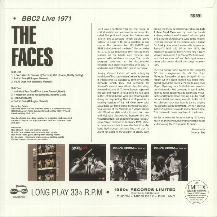 Обратная сторона обложки — The FACES — BBC 2: Live 1971 (mono)