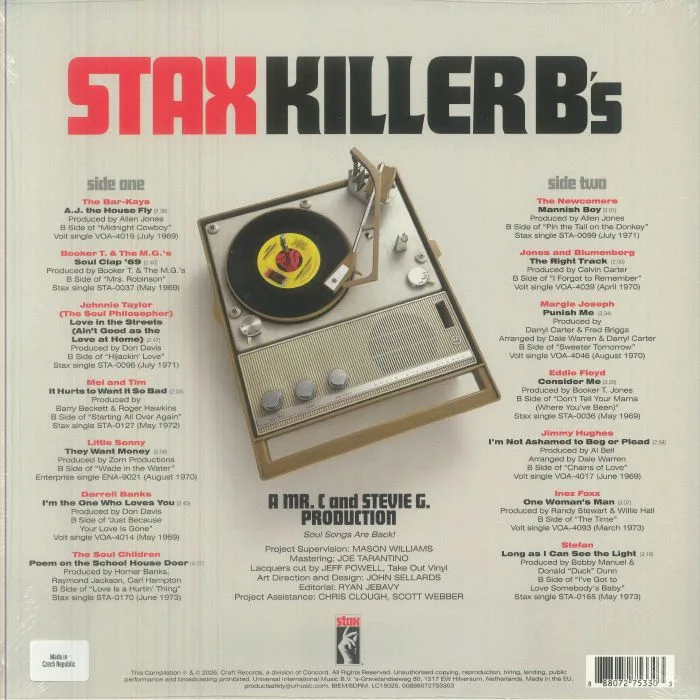 Back cover — VARIOUS — Stax: Killer B's (Record Store Day RSD 2026)