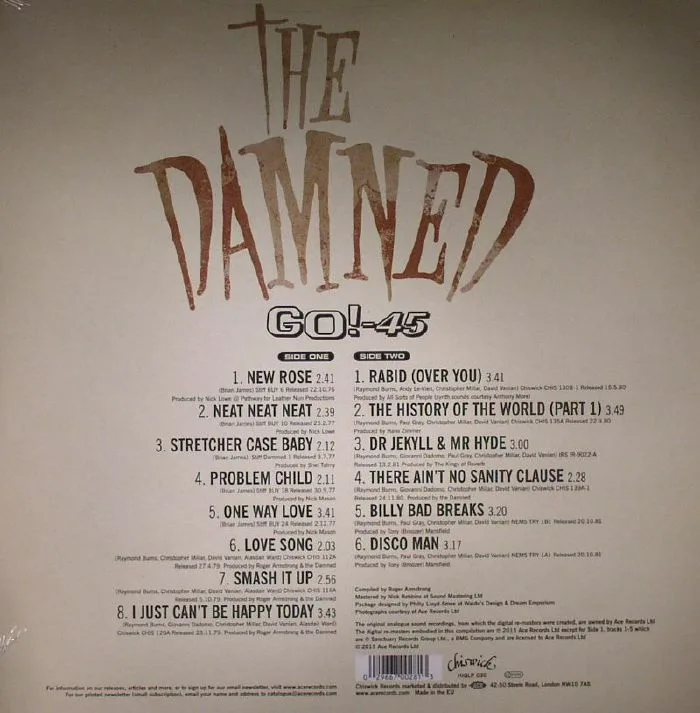 Back cover — The DAMNED — Go! 45
