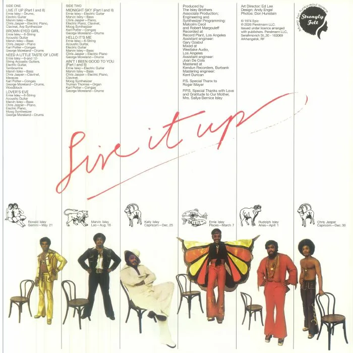 Back cover — The ISLEY BROTHERS — Live It Up (reissue)