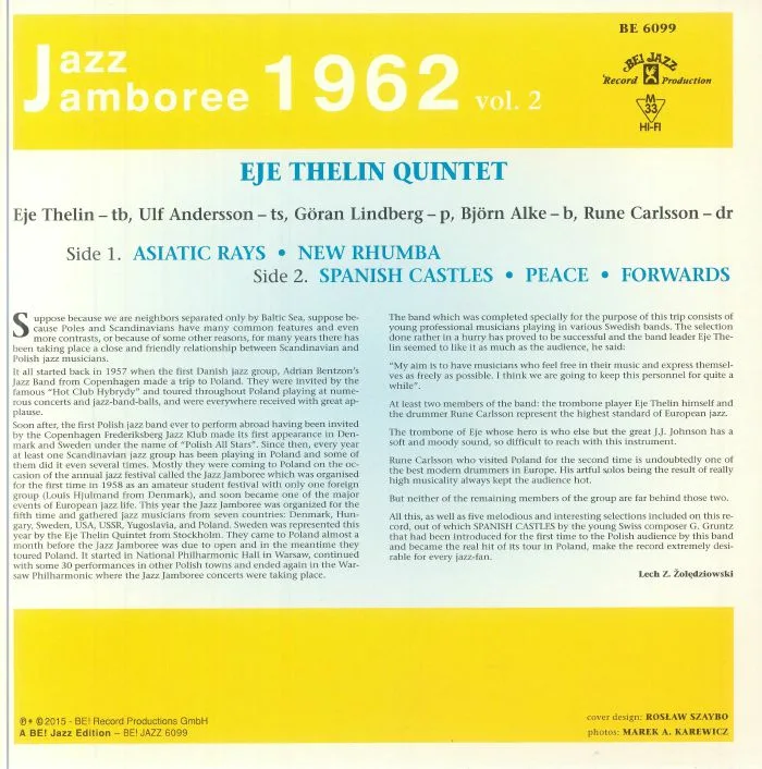 Back cover — EJE THELIN QUINTET — Jazz Jamboree 1962 Vol 2