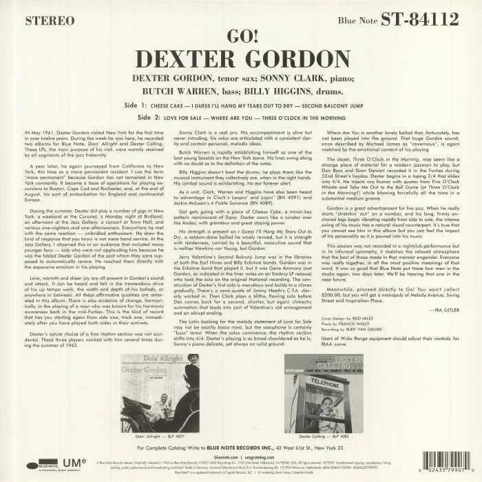 Обратная сторона обложки — Dexter GORDON — Go! (reissue)