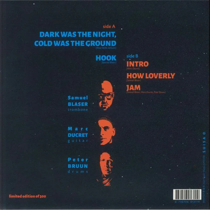 Back cover — Samuel BLASER / MARC DUCRET / PETER BRUUN — Dark Was The Night Cold Was The Ground
