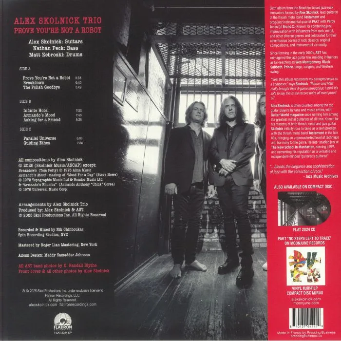 Обратная сторона обложки — ALEX SKOLNICK TRIO — Prove You're Not A Robot