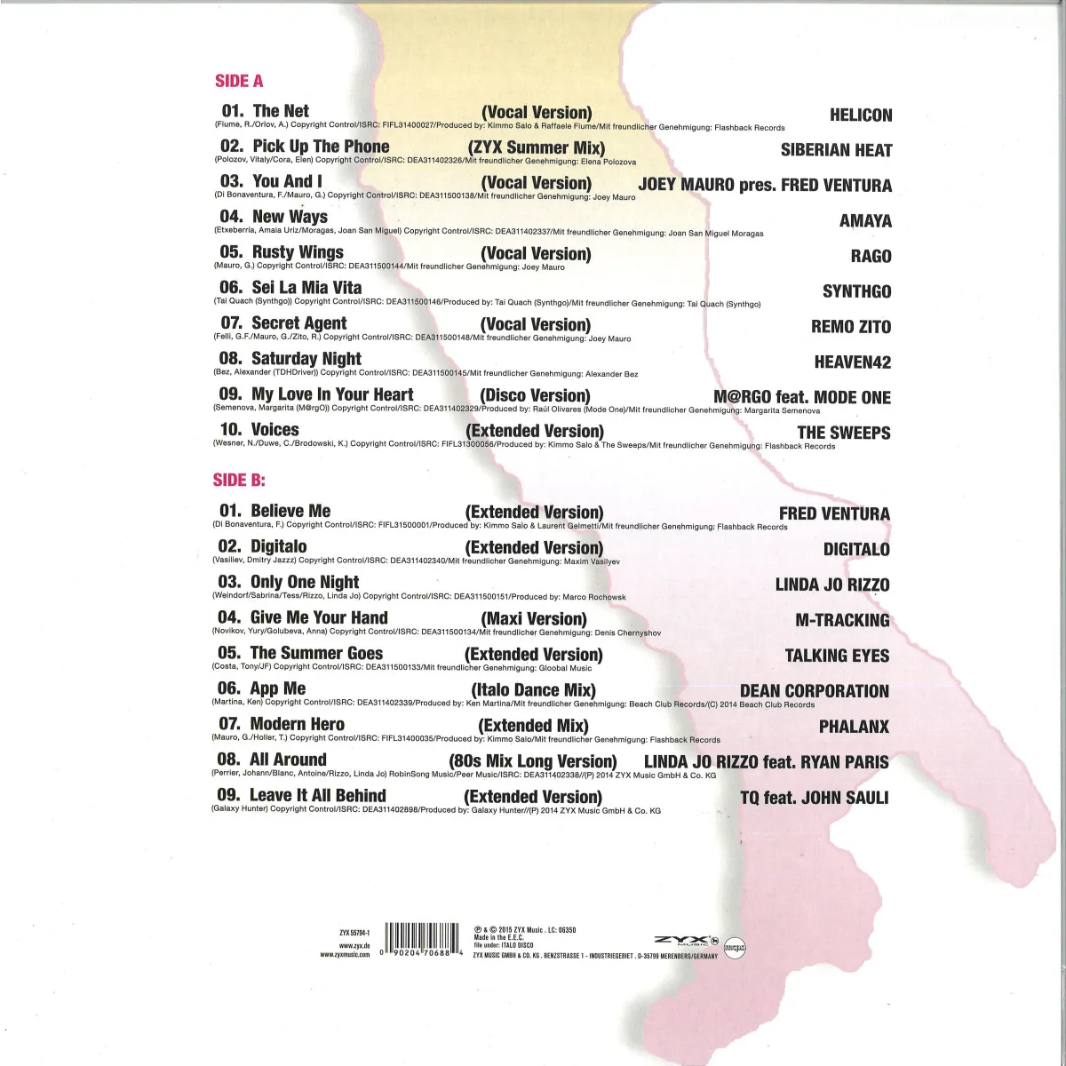 Back cover — Various — ZYX Italo Disco New Generation Bootmix 3 LP