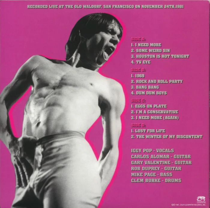 Back cover — Iggy POP — San Francisco 1981