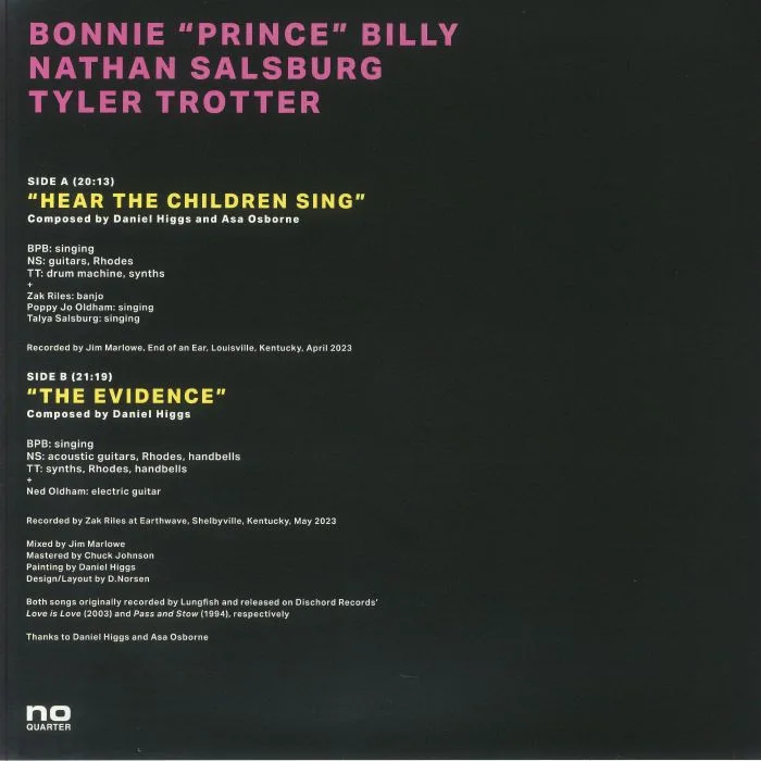 Обратная сторона обложки — Bonnie Prince BILLY / NATHAN SALSBURG / TYLER TROTTER — Hear The Children Sing & The Evidence
