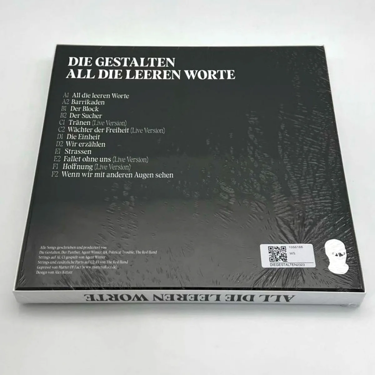 Back cover — Die Gestalten — All die leeren Worte LP 3x12" (Boxset)