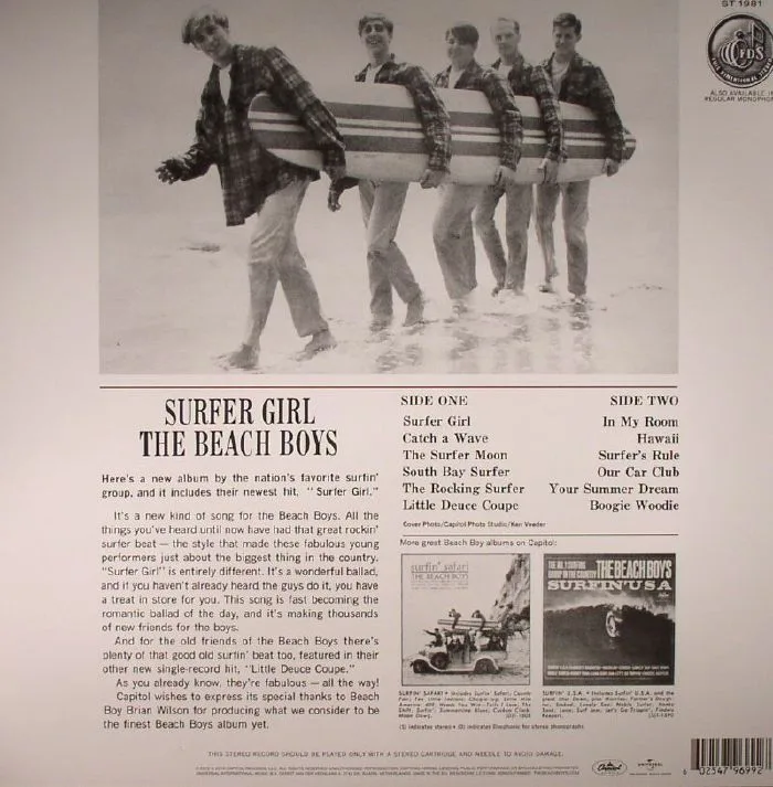 Обратная сторона обложки — The BEACH BOYS — Surfer Girl (reissue)