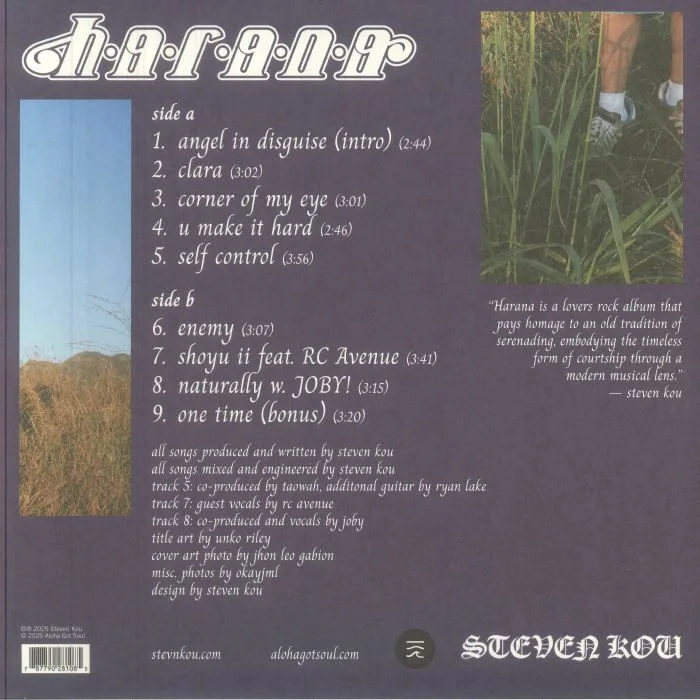 Back cover — Steven KOU — Harana