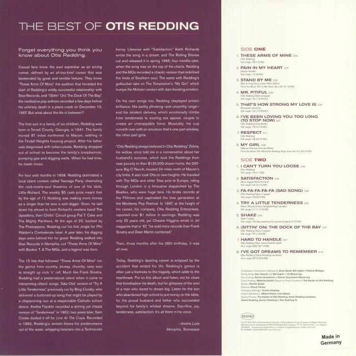 Обратная сторона обложки — Otis REDDING — The Best Of Otis Redding