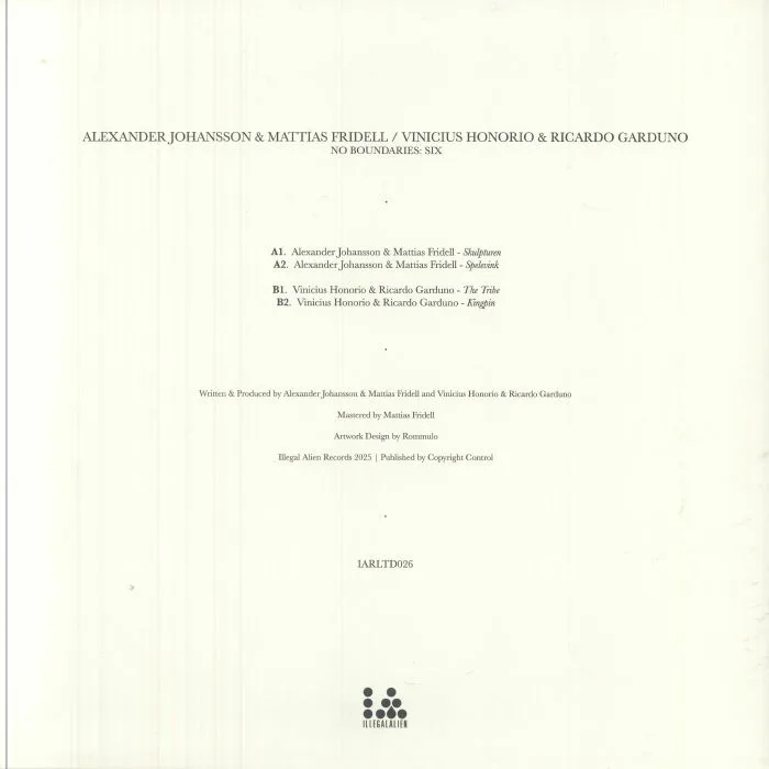 Обратная сторона обложки — Alexander JOHANSSON / MATTIAS FRIDELL / VINICIUS HONORIO / RICARDO GARDUNO — No Boundaries: Six