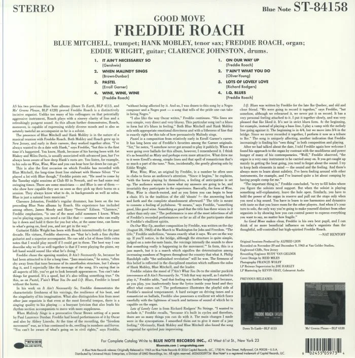 Back cover — Freddie ROACH — Good Move (Tone Poet Series)