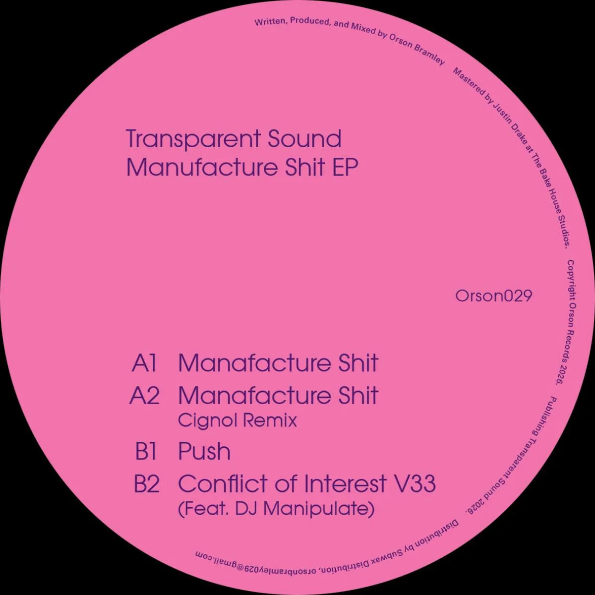 Back cover — Transparent Sound — Manufactured Shit EP (Incl. Cignol Remix and feat. DJ Manipulate)