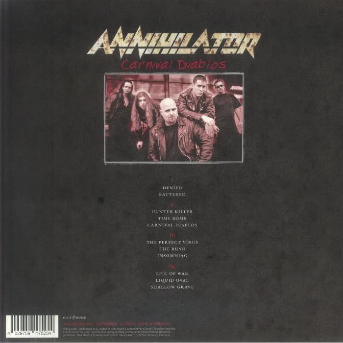 Back cover — ANNIHILATOR — Carnival Diablos (reissue)