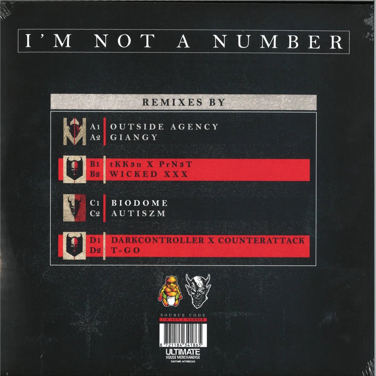 Обратная сторона обложки — Source Code — I'm Not A Number Remixes 2x12"