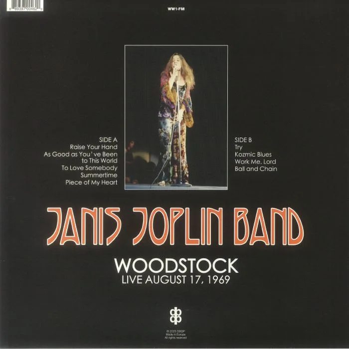 Back cover — Janis JOPLIN — Woodstock Live August 17 1969