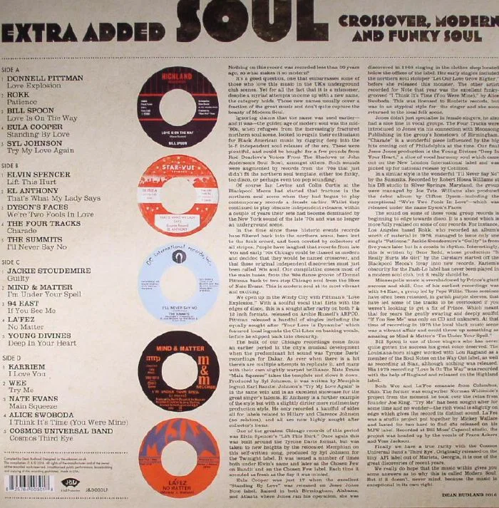 Обратная сторона обложки — VARIOUS — Extra Added Soul: Crossover, Modern & Funky Soul