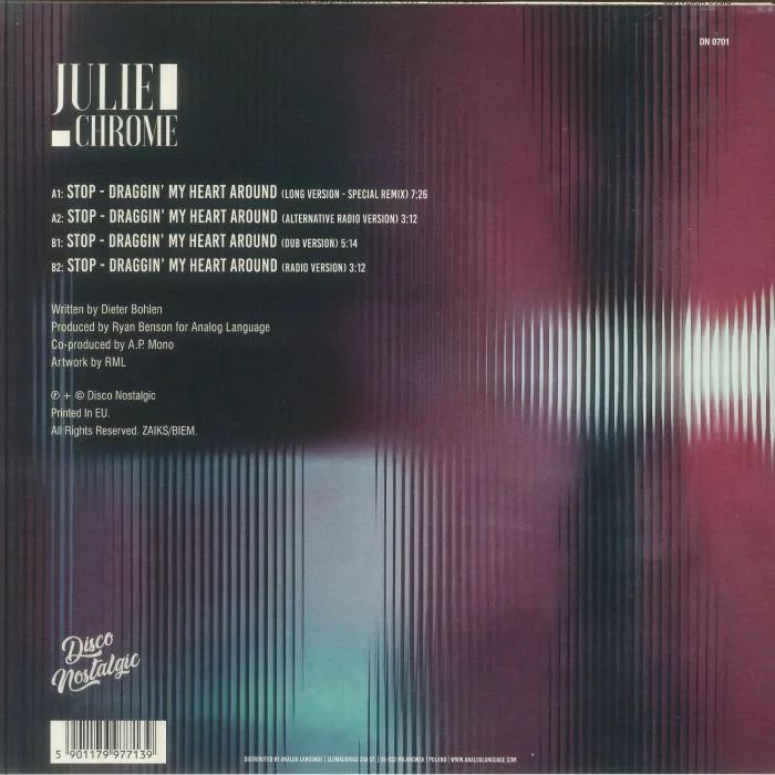 Обратная сторона обложки — JULIE CHROME — Stop Draggin' My Heart Around EP