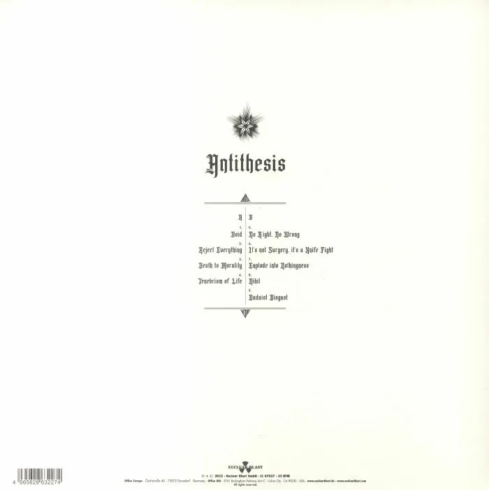Back cover — BLACK VOID — Antithesis