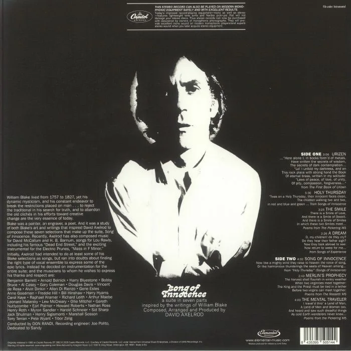 Back cover — David AXELROD — Song Of Innocence (reissue)