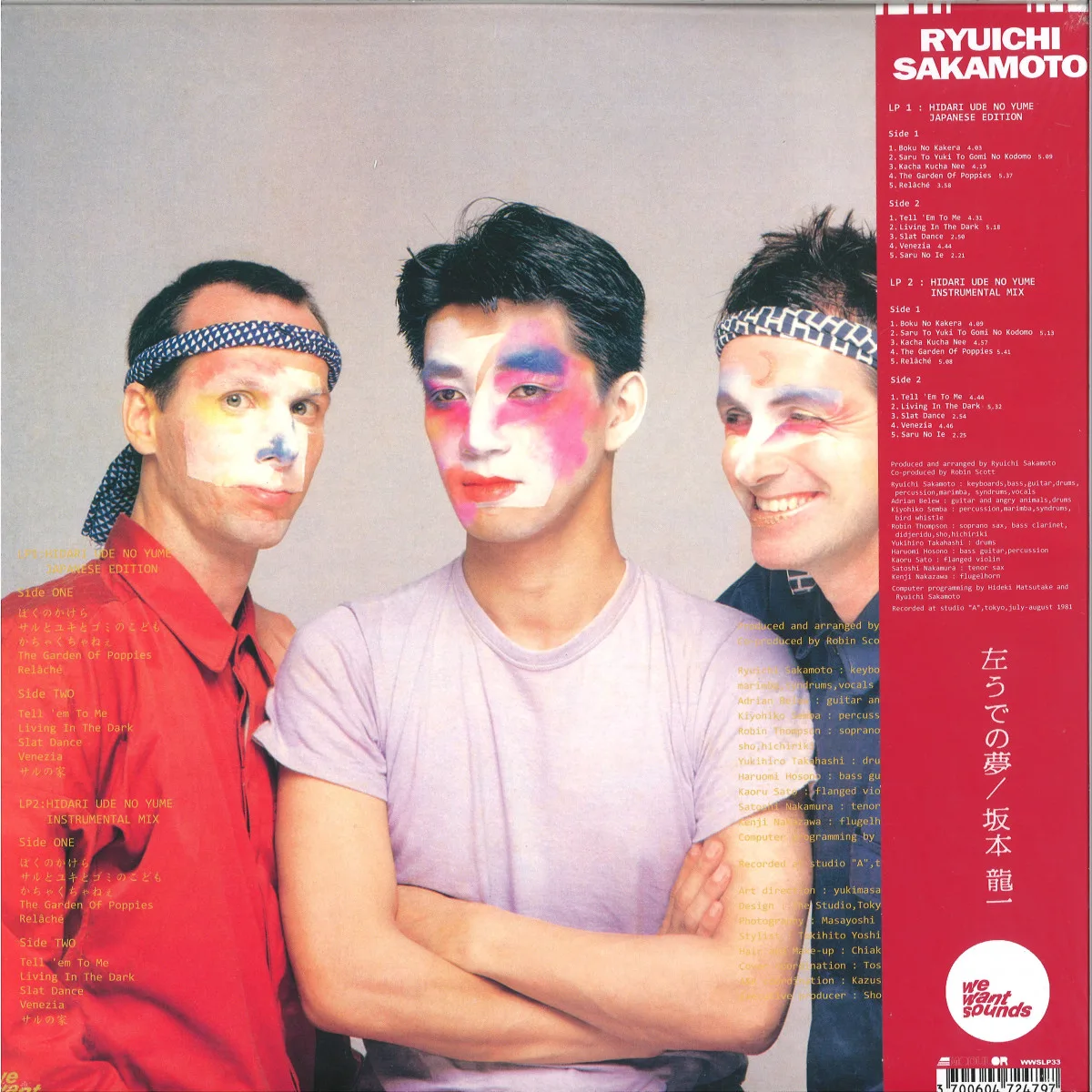 Back cover — Ryuichi Sakamoto — Hidari Ude No Yume LP 2x12"