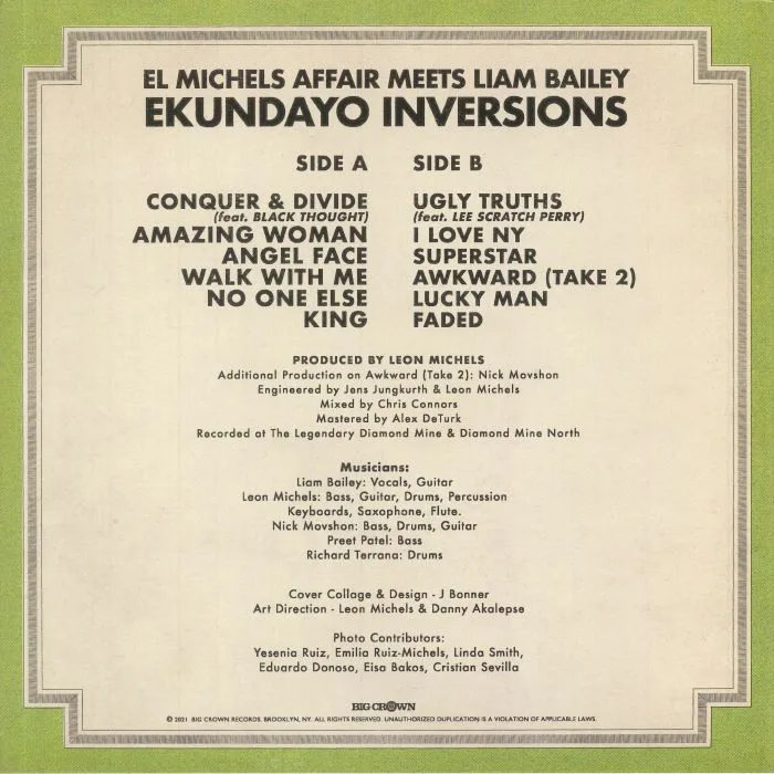 Обратная сторона обложки — EL MICHELS AFFAIR meets LIAM BAILEY — Ekundayo Inversions