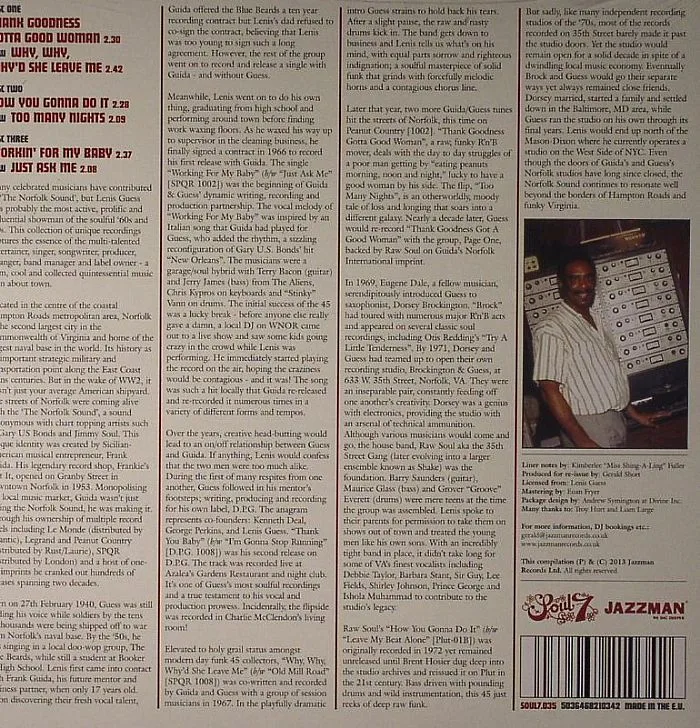 Back cover — Lenis GUESS — The Norfolk Soul Sound