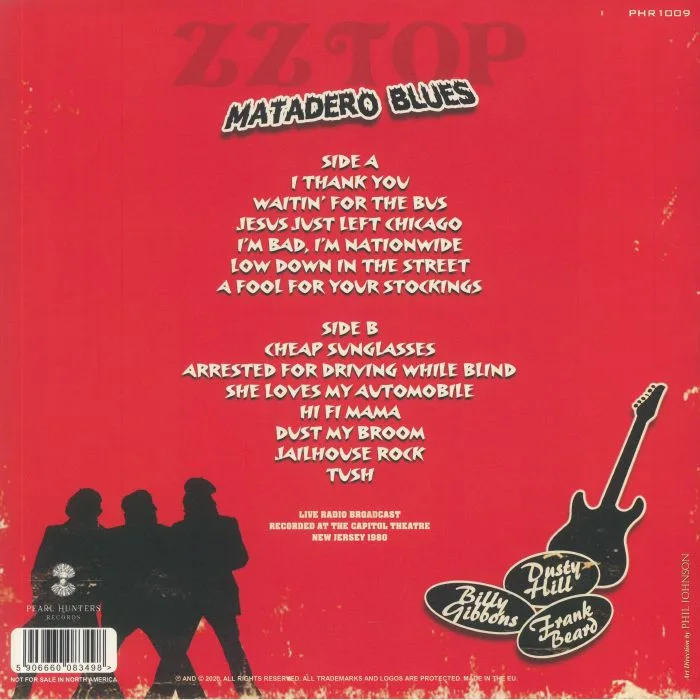 Back cover — ZZ TOP — Matadero Blues: Live Radio Broadcast