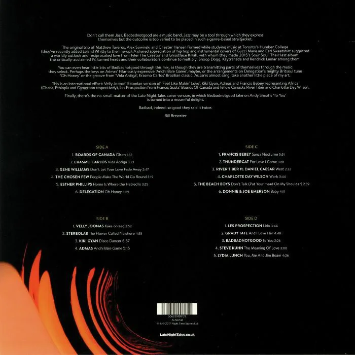 Back cover — BADBADNOTGOOD / VARIOUS — Late Night Tales: Badbadnotgood (B-STOCK)