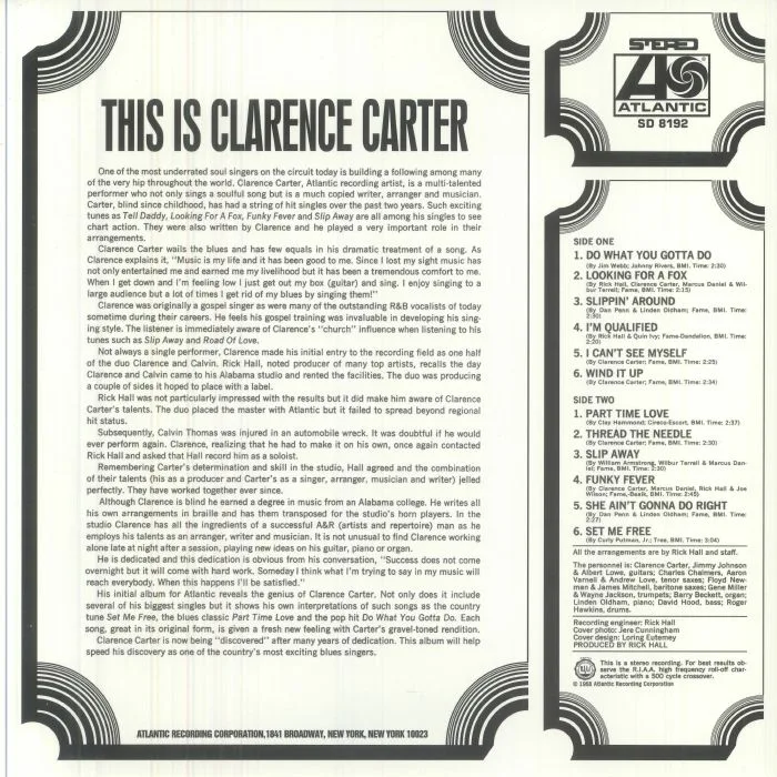 Обратная сторона обложки — Clarence CARTER — This Is Clarence Carter (reissue)