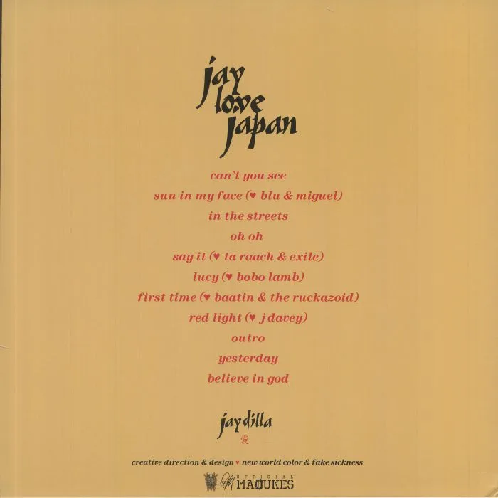 Back cover — J DILLA — Jay Love Japan