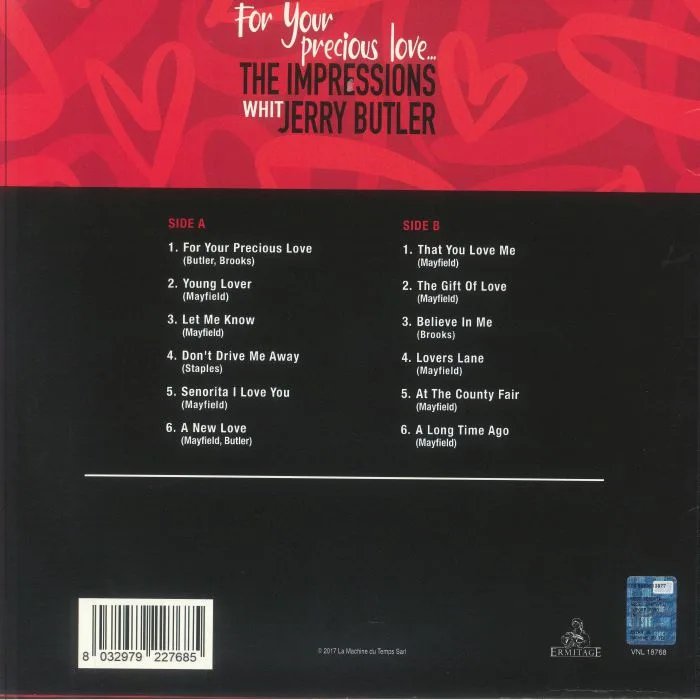Back cover — The IMPRESSONS / JERRY BUTLER — For Your Precious Love