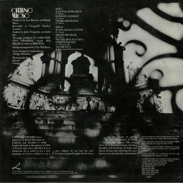 Back cover — Caetano VELOSO — A Little More Blue (reissue) (B-STOCK)