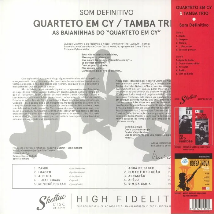 Обратная сторона обложки — QUARTETO EM CY / TAMBA TRIO — Som Definitivo